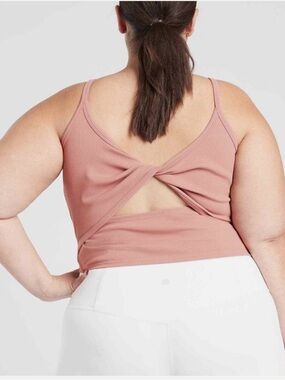Athleta Powervita Ribbed Twist back Tank Top pink plus sized Womens Size 1X